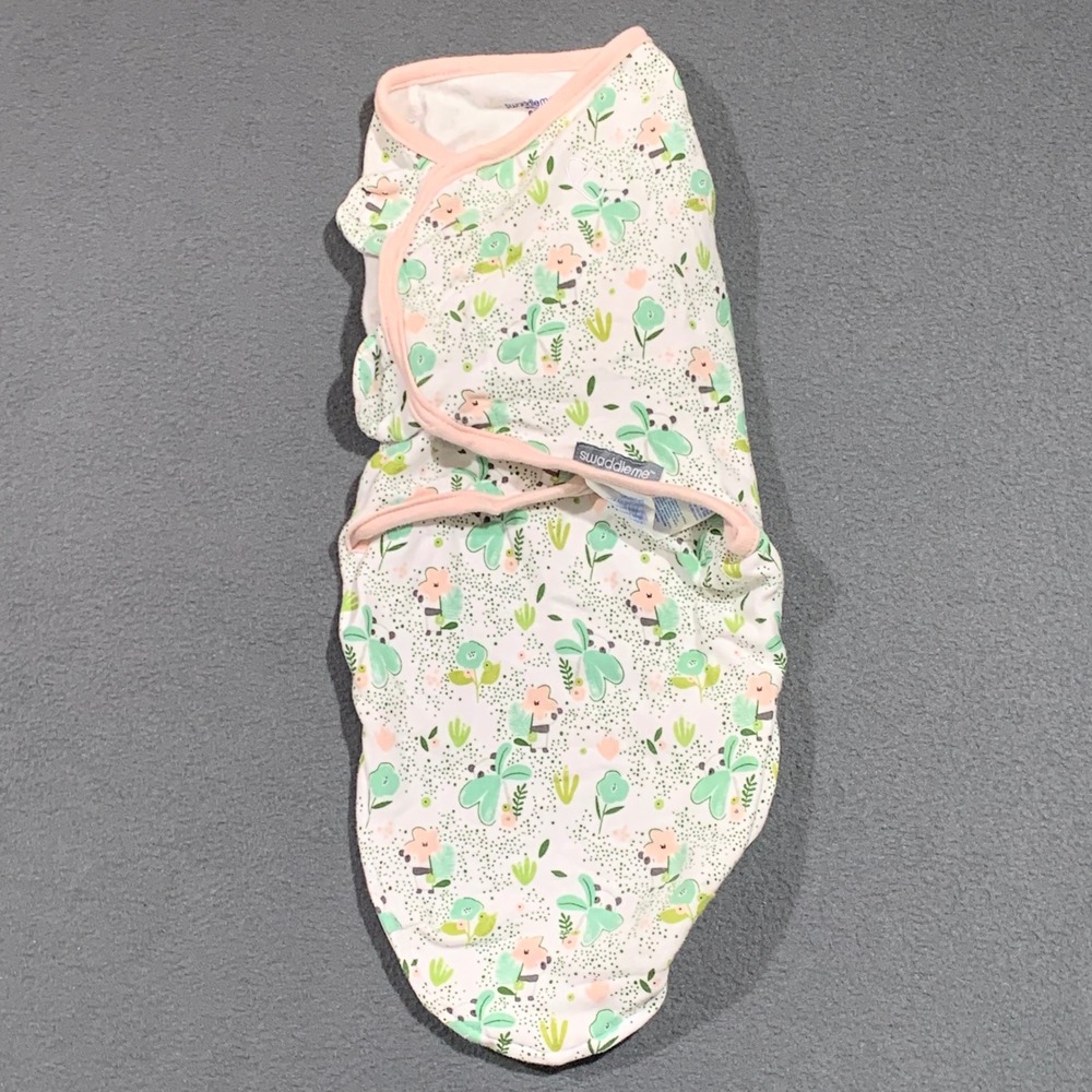 SwaddleMe Baby Swaddle‎ 0-3M White Panda Floral Print Adjustable Wings Cotton